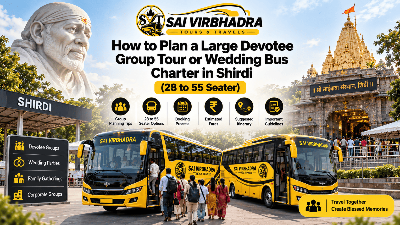 How to Plan a Large Devotee Group Tour or Wedding Bus Charter in Shirdi (28 to 55 Seater)